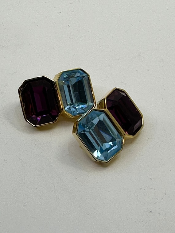 Stunning Maresco Vintage Earrings Purple and Aqua 