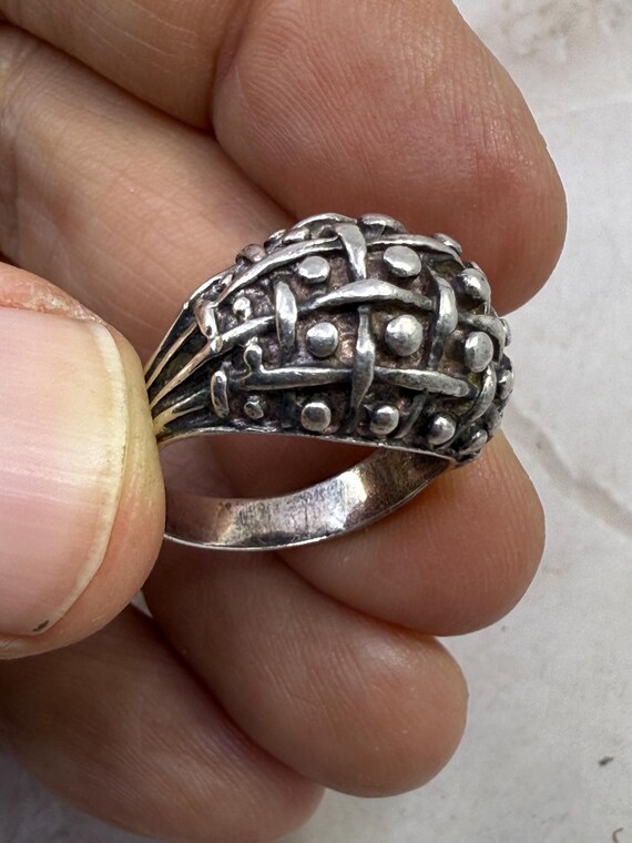 SILVER925 VINTAGE JEWELRY RING/シルバー/リング Vintage 925 Sterling Silver 6.3 G Woven Design Round Ring