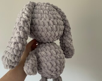 Crochet grey bunny plushie