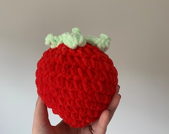 Crochet soft chunky strawberry plushie