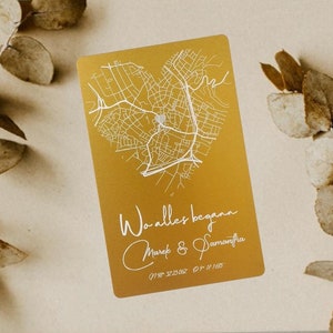Wo alles begann Gold – Hochzeitsgeschenk für Paare - Gastgeschenk Hochzeit - Hochzeitstag - Geschenk Mann & Frau - Stadtplan - Jahrestag
