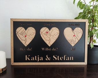 Wo alles begann | Hey du | Willst du | Stadtplan | Holzschild personalisiert | Holz Deko | Holzbild personalisiert | Hochzeitsgeschenk