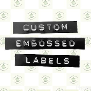 Custom Embossed labels - Black and white - Minimalist - typewriter font - Vintage Dymo 1950s - Organize kitchen, spices, or pantry labels