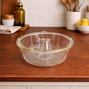 Vintage Glasbake Glass Bundt Cake Pan | Clear Glass Angel Cake Pan | Retro Bakeware | Jello Mold Coffee Cake Pan