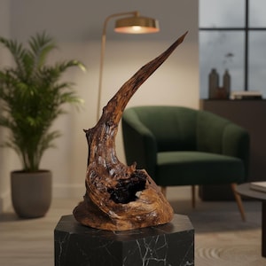 Teufel – Skulptur aus Kastanienholzwurzeln | Einzigartige handgefertigte Naturkunst-Dekoration