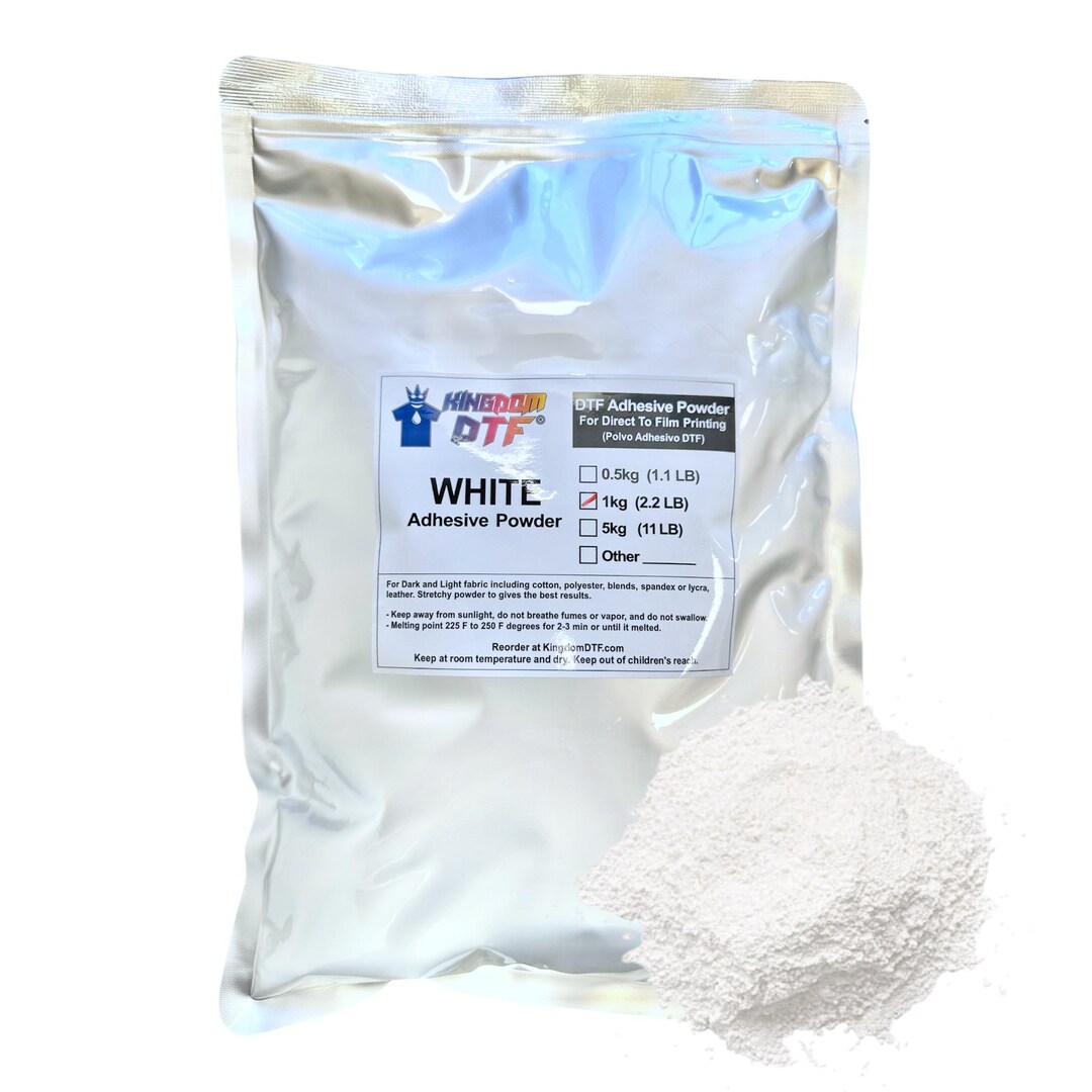 White DTF Adhesive Powder for Direct to Film Printing, Stretchy ...