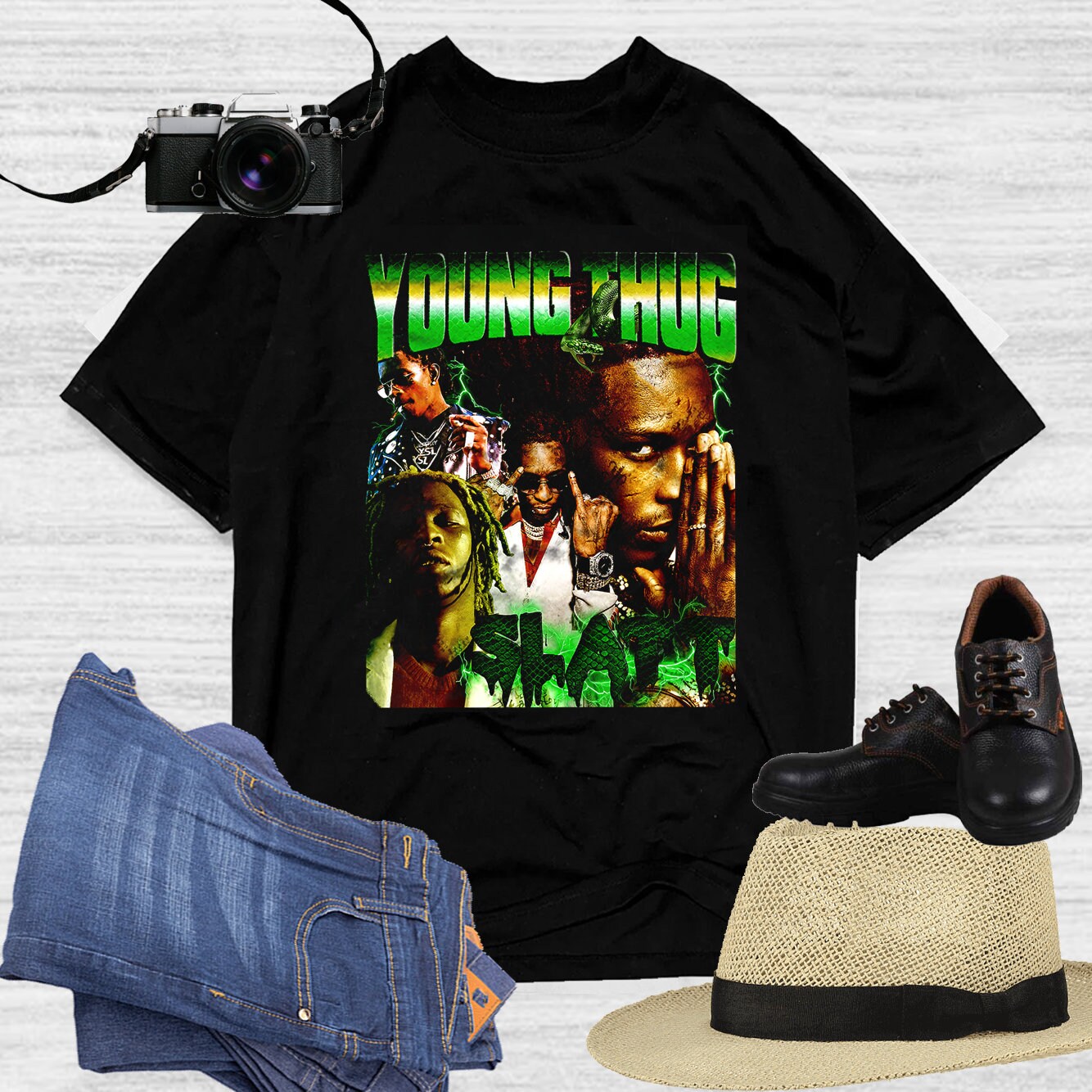 Discover Young Thug Slatt Hip Hop Rap T-Shirt, Young Thug Shirt Fan Gifts, Young Thug Vintage Shirt