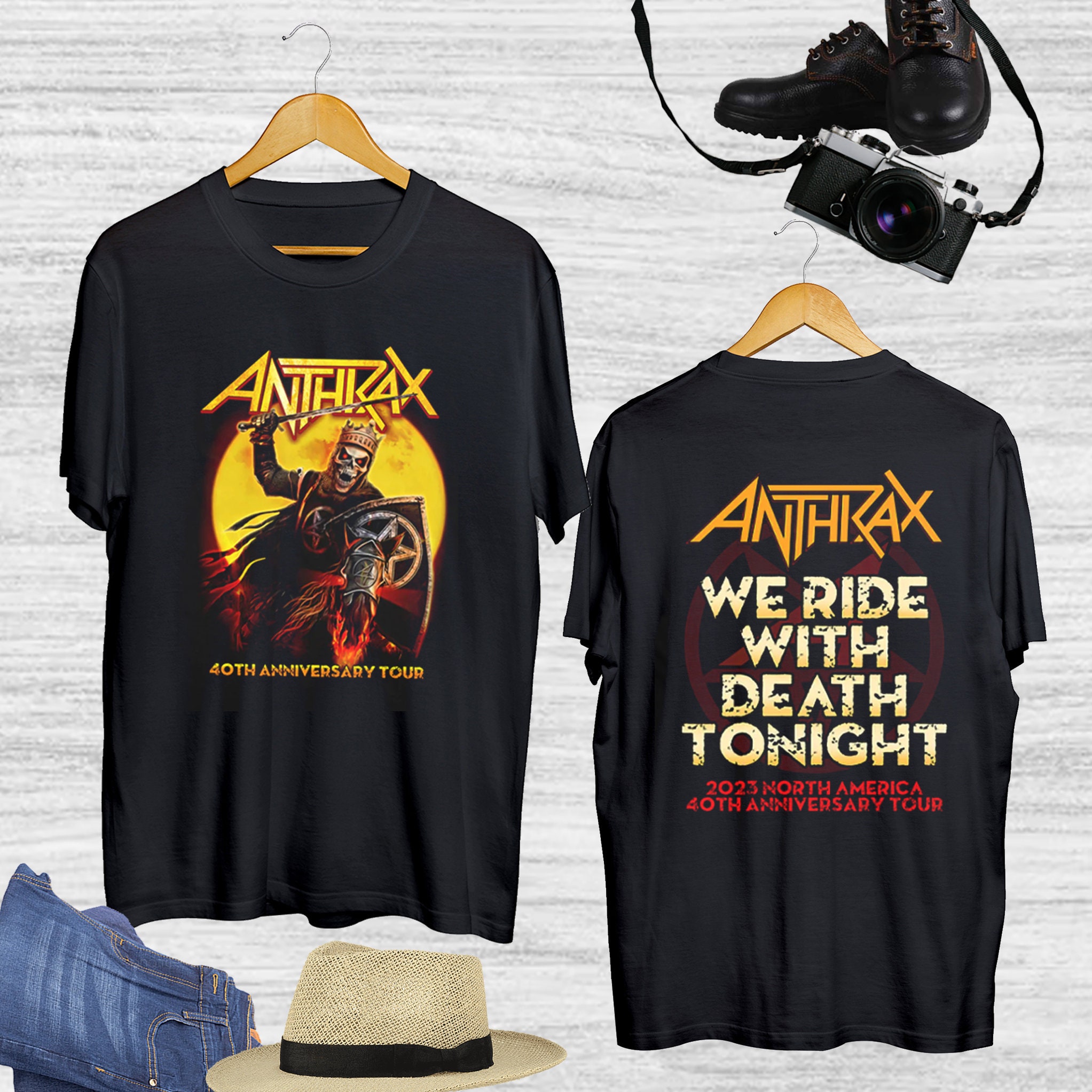 Discover Maglietta T-Shirt 2 Lati Anthrax We Ride With Death Tonight North American Tour Vintage