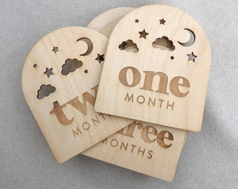 Monthly Baby Milestones Moon, Stars and Clouds