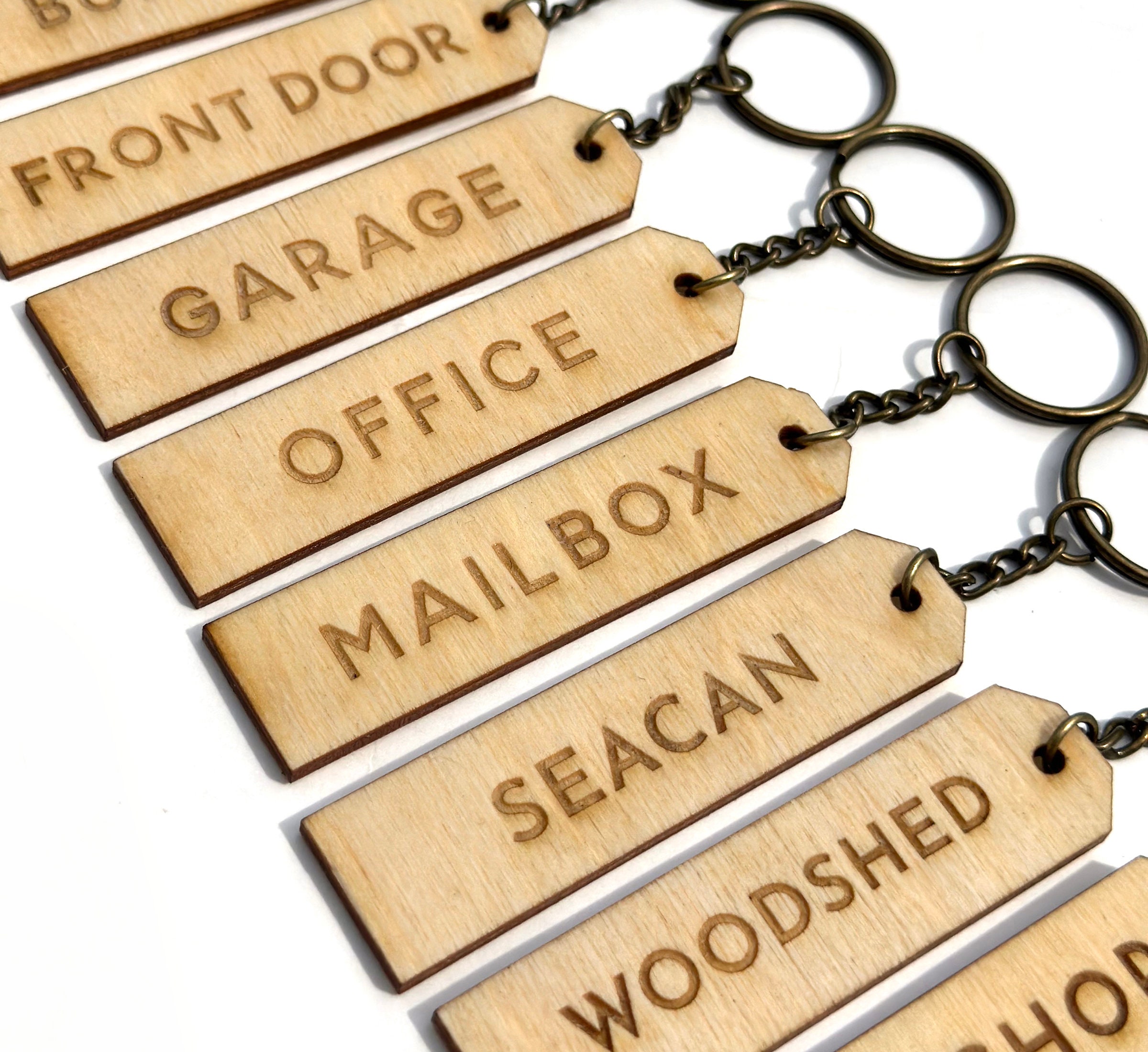 Personalised Key Tags Identification Labels, Wooden Engraved Keyrings, Lost  Keys, Key Label Keyring 