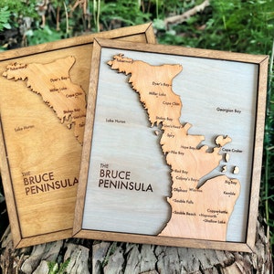 Carte en bois de la péninsule Bruce