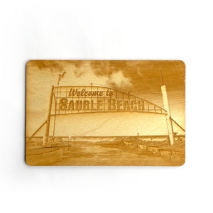 Carte postale en bois gravée Saube Beach