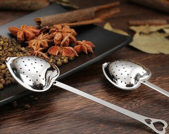 10 Pieces Tea Infuser Spoon Loose Herb Stainless Steel Heart Shape Steeper Party Favor Wholesale Infuser