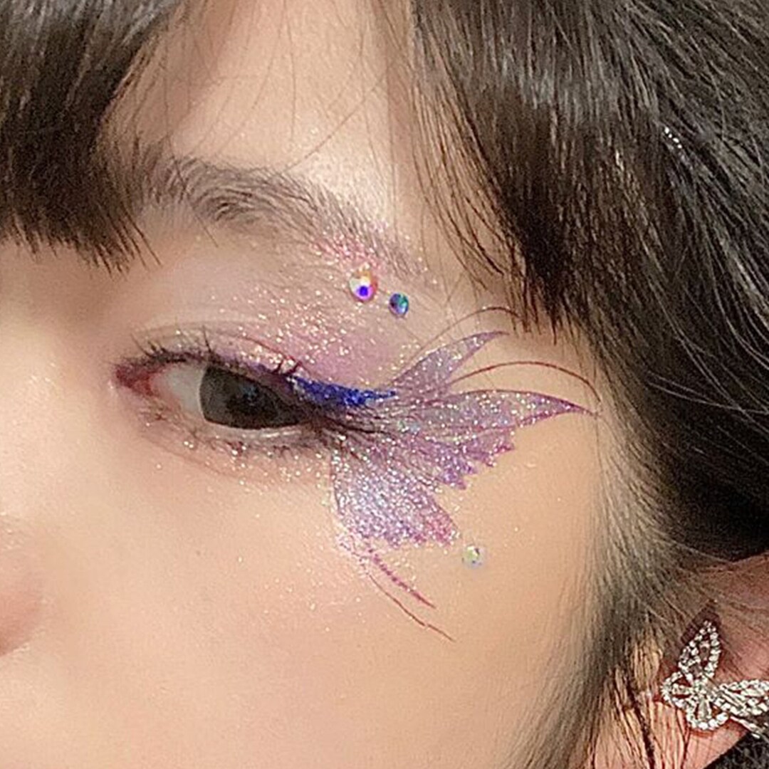 Butterfly Glitter Sticker, Body Tattoo, Eye Makeup Accessories, Face