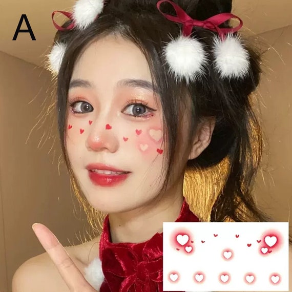 6 Sheets Face Stickers Heart Star Acrylic Gems Stickers Face