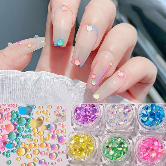 3D Flowers for Nails Charms for Acrylic Nail Gems, with Gold Caviar Beads  Rhinestones Leaf & Pearls Nail Jewels for Nail Art