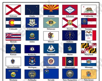 American State Flags Poster