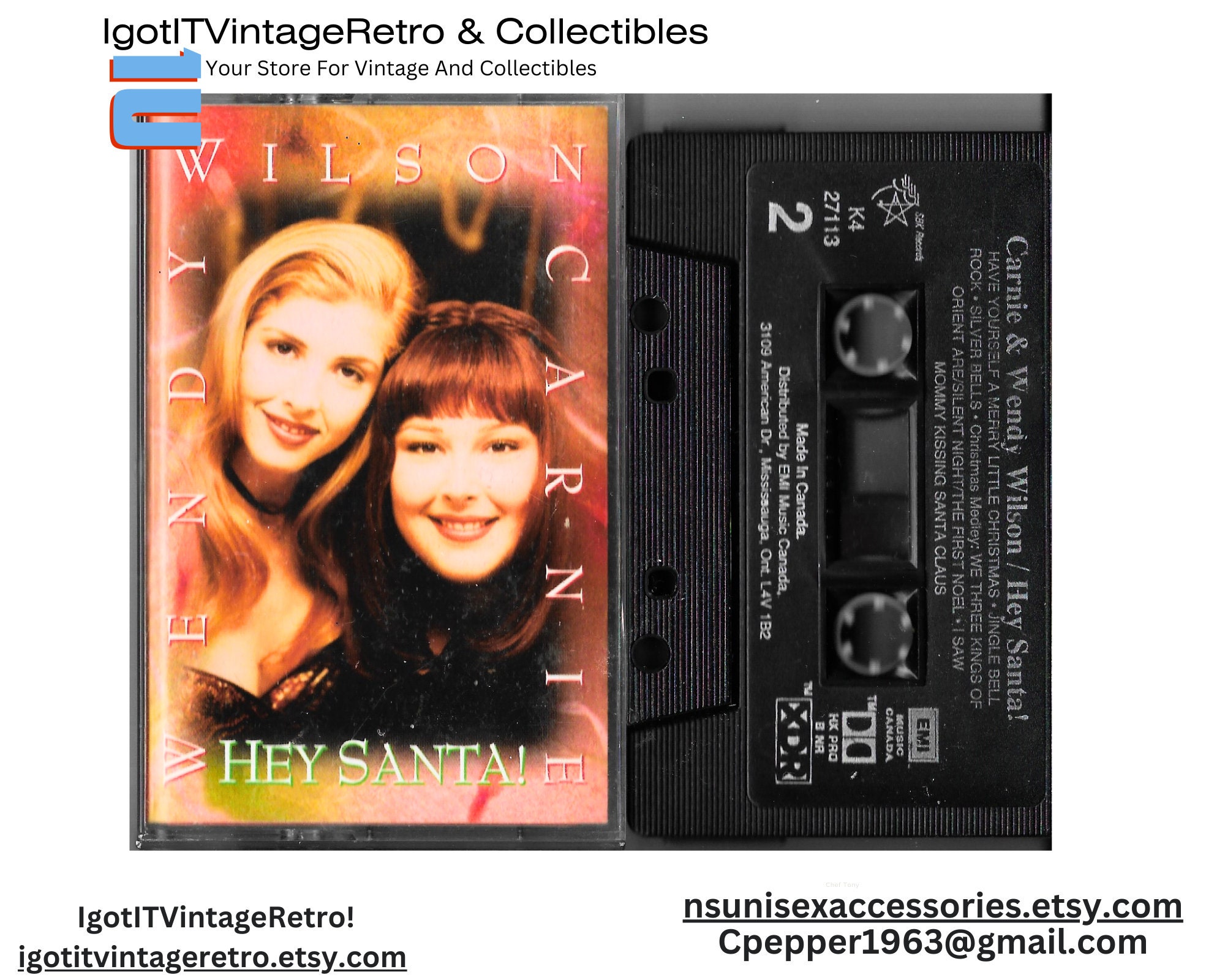 ベル Carnie & Wendy Wilson Hey Santa! Format: Cassette, - Etsy