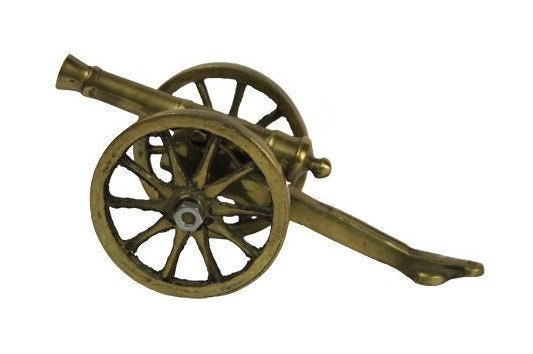 Brass & Cast Iron Cannon Desk Weight Ornament Marked 1796 Canon Militaria Model 