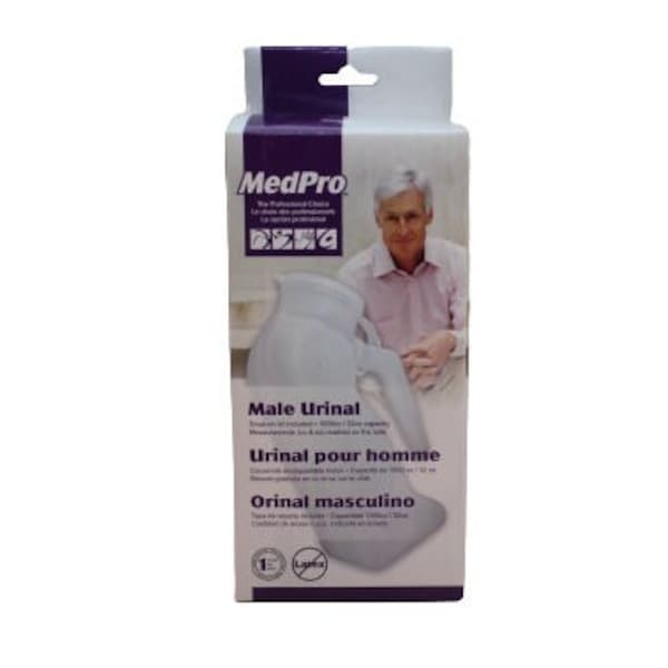 MedPro Male Urinal With Cover, 1l Capacity