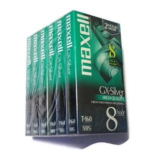 Maxell T-120 Blank VHS Video Cassette pack  of 3 GX-Silver High-Quality T-120 Maxell  6 Hour Tapes