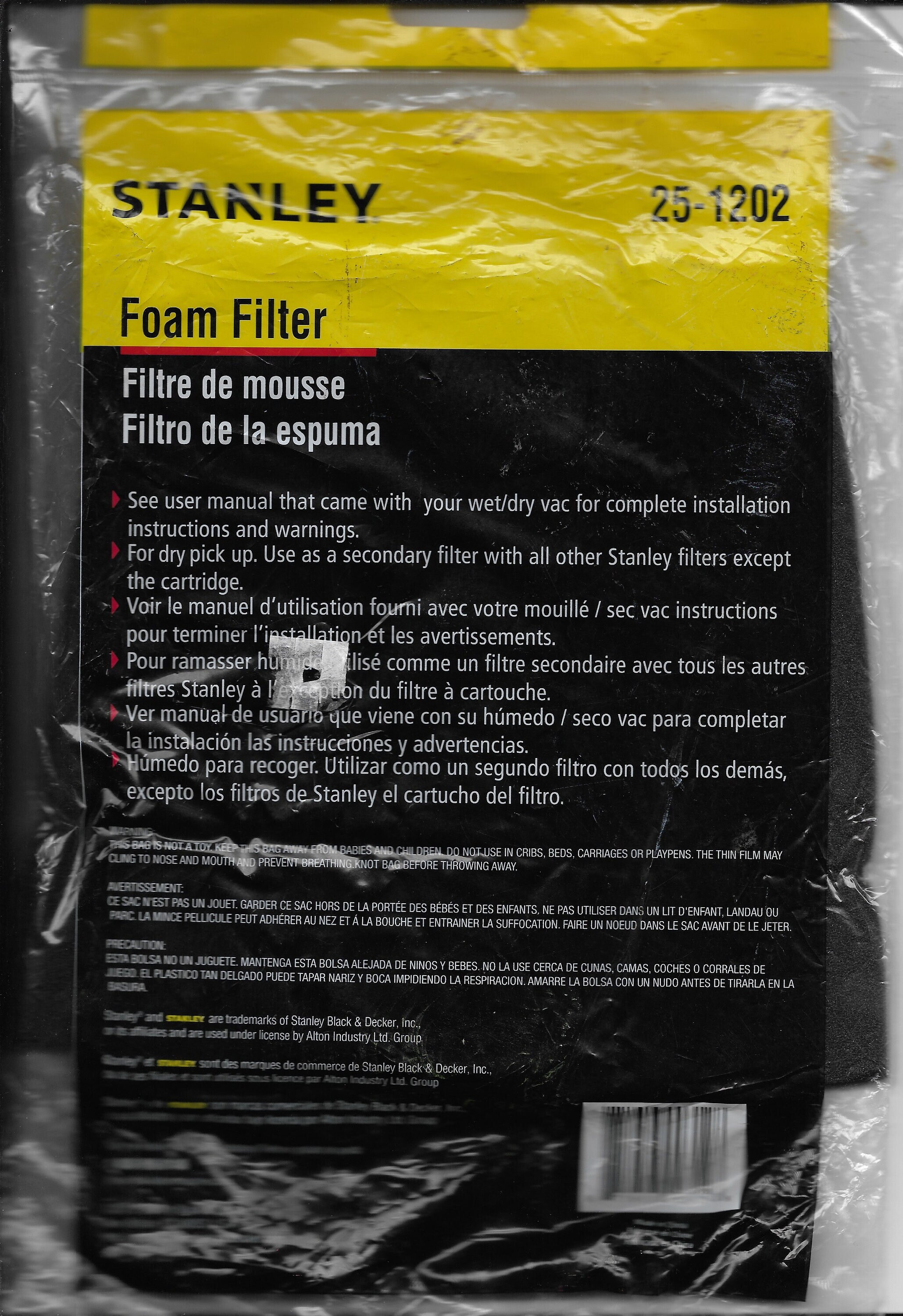 Stanley 25-1202 Foam Filter for Stanley Wet/dry Vacuums - Etsy