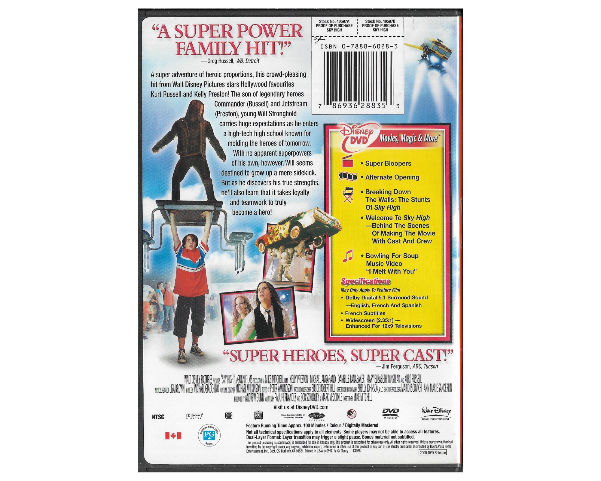 Walt Disney Sky High Kurt Russell Michael Angarano DVD - Etsy