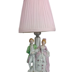 Vintage Table Lamps Shade, Porcelain Colonial, Christmas gifts, Holiday Bed Room, Living Quarters, Desktop, Center Table