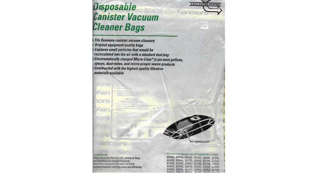 Kenmore Disposable Canister Vacuum Cleaner Bags 50403, 7count New Etsy