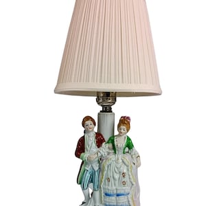 Vintage Table Lamps Shade, Porcelain Colonial, Christmas gifts, Holiday Bed Room, Living Quarters, Desktop, Center Table