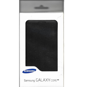 May include: A black Samsung GALAXY CORE case in a white box with the Samsung logo.
