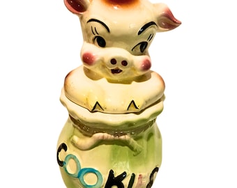 Vintage Treasure Craft Farmer Pig Cookie Jar - Etsy