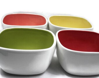 Set of 4 Square Bowl 1 Green LNT HOME 5" Wide Serving Dishes