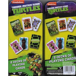Nickelodeon TMNT- 2 Decks Of Playing Cards W/ Tin Year 2015