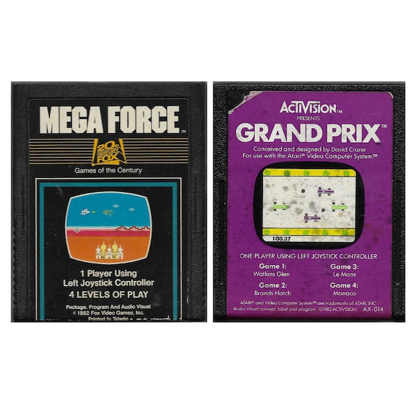 Solo carrito Grand Prix (Atari 2600, 1982), solo carrito de juego Mega Force Atari 2600 probado.