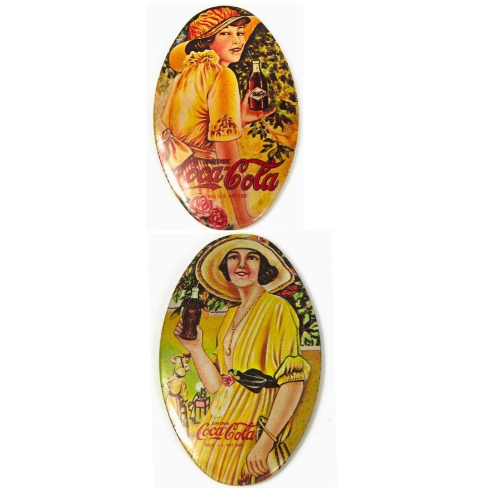 Vintage Coca-cola Tin Signs Set • 1920s Coke Ladies Art • Retro