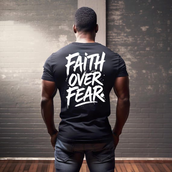 Faith Over Fear Christian Hoodie, Black White DTF Print Religious Apparel