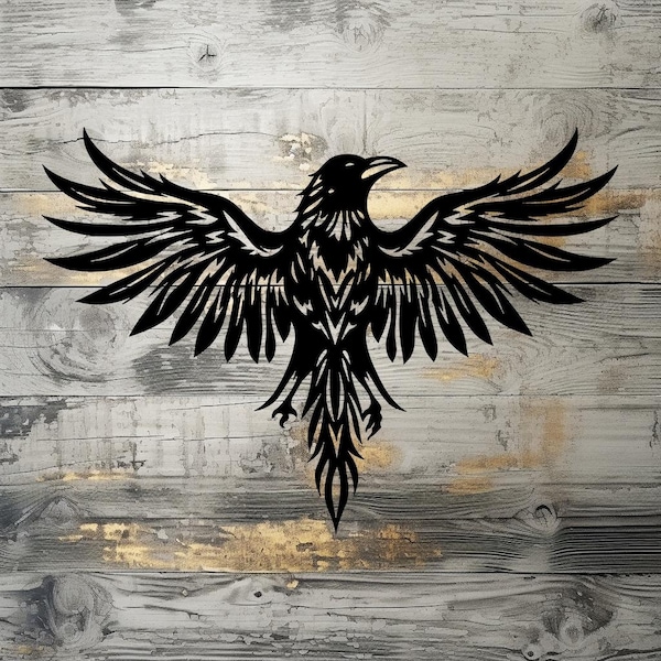 Tribal Raven Vinyl Decal | Tattoo‑Like Tribal Raven Vinyl Decal | Mystical Raven Sticker | Flying Raven Tribal Art Decal