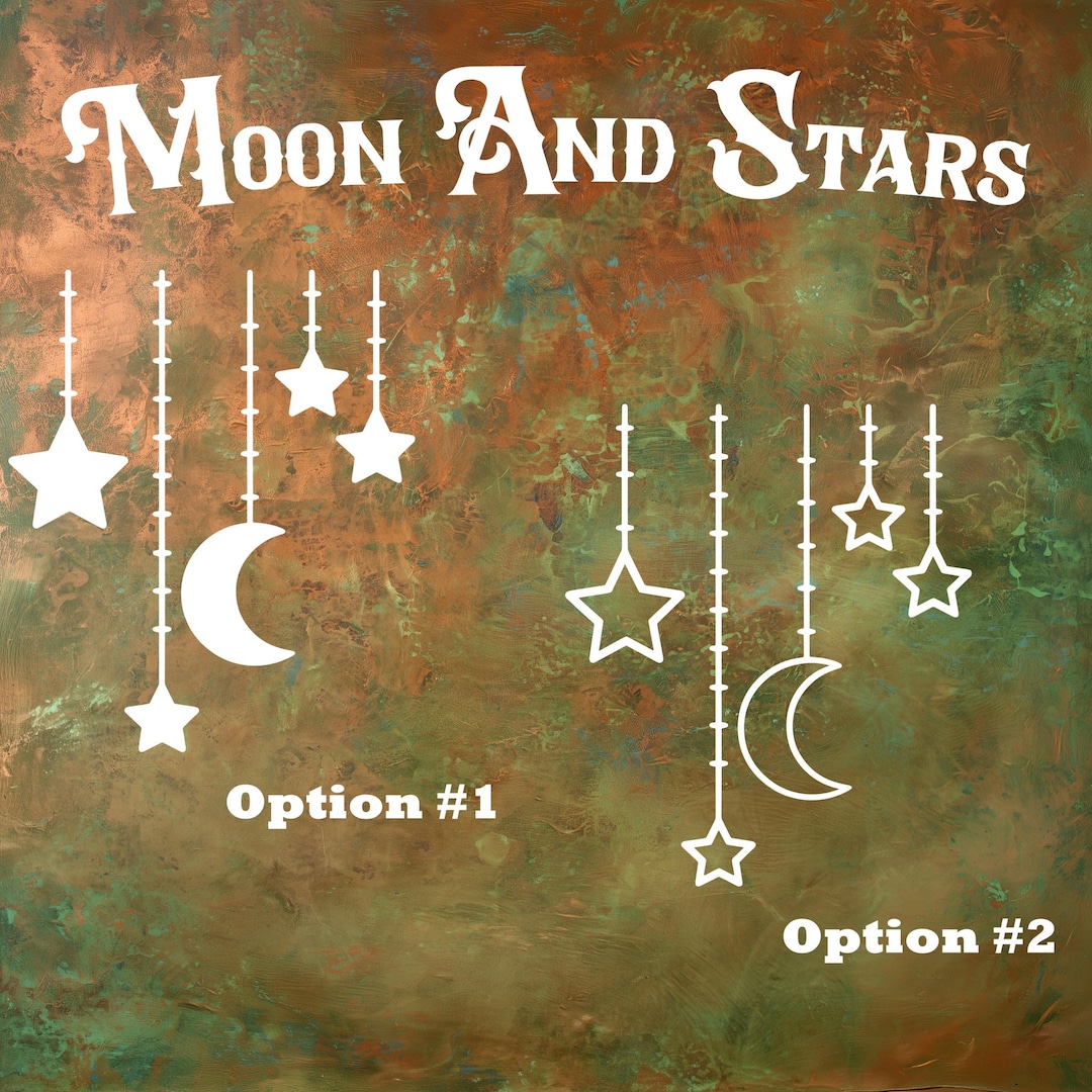Moon and Stars Vinyl Decal | Car Mirror Decal | Celestial Night Sky ...