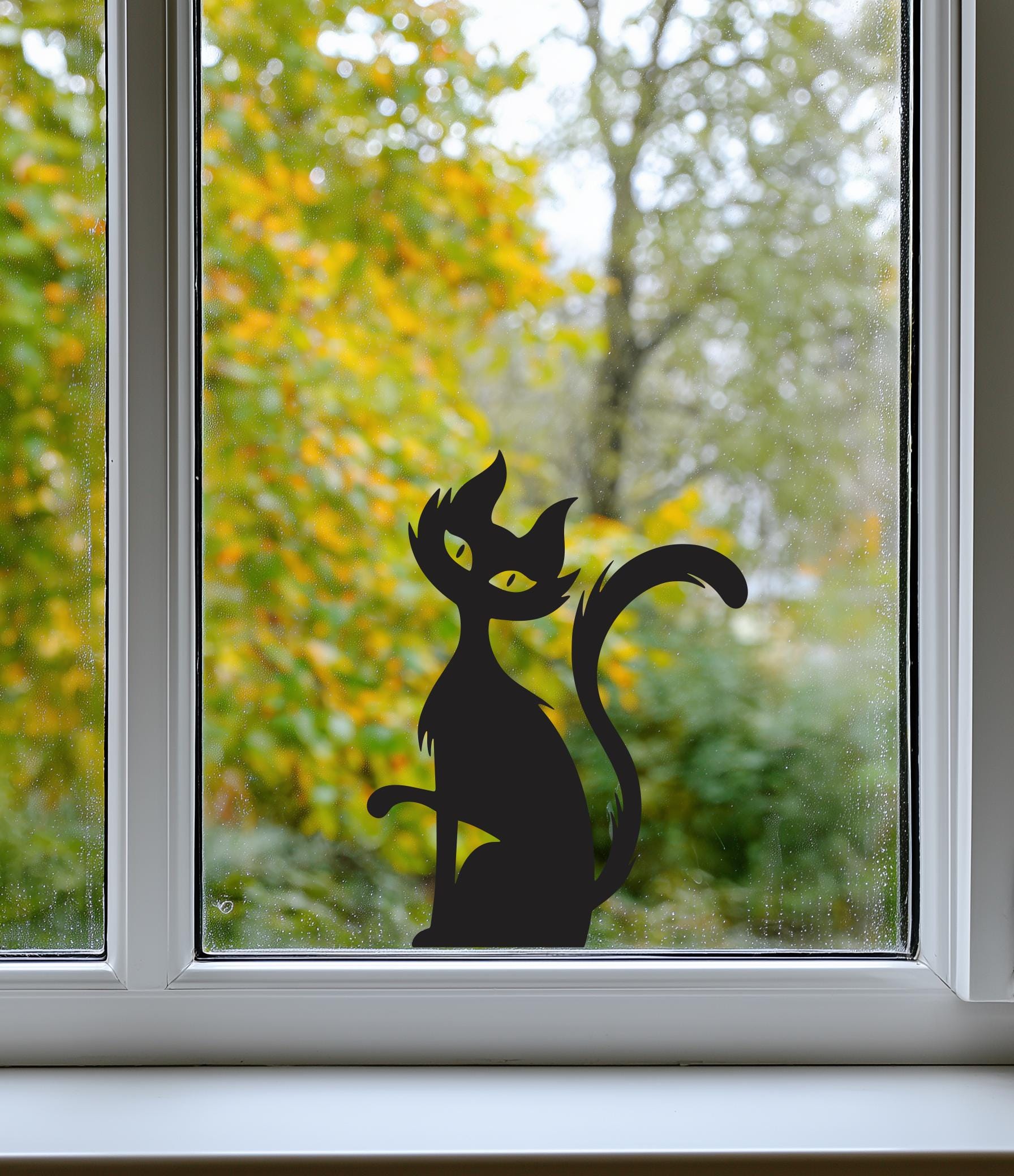 Black Cat Halloween Spooky Window Decal | Halloween Decoration | Scary ...