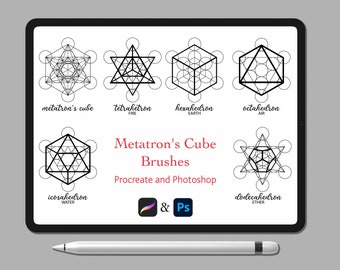 Metatron's Cube Procreate Brushes, Photoshop Brushes, Procreate Stamps, Sacred Geometry Brushes