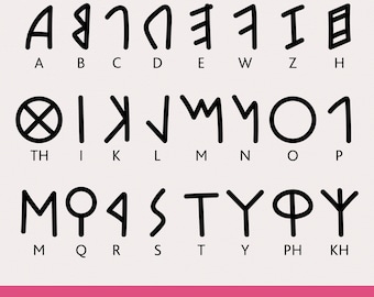 Etruscan Alphabet Svg, Cut file Cricut, Hand Drawn