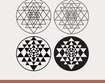 Sri Yantra SVG Vector Set: Sacred Geometry Chakra Yoga Meditation Symbol (Digital Download)