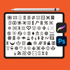 Adinkra Symbols Brush Set: Procreate & Photoshop Stamps (Part 2) (Digital Download)