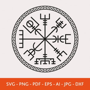 Vegvisir SVG: Viking Compass, Norse Runes (Digital Download)