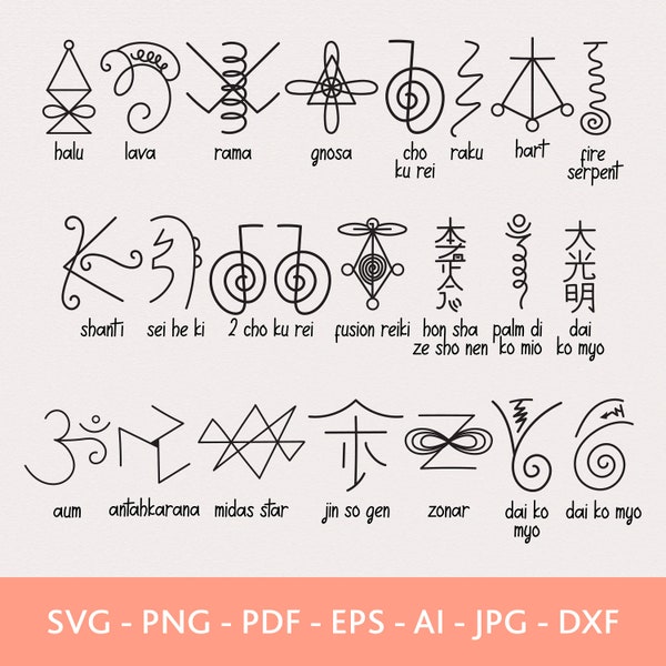 Reiki Symbols Svg Bundle, Choku rei Svg, Healing Symbol, Energy Symbol, Vector Symbols, Clipart Symbols, Digital Download, Cricut Cut Files