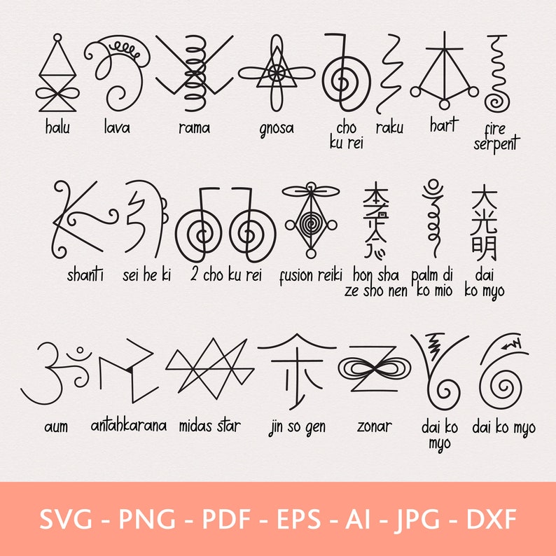Reiki Symbols Svg Bundle, Choku rei Svg, Healing Symbol, Energy Symbol, Vector Symbols, Clipart Symbols, Digital Download, Cricut Cut Files image 1