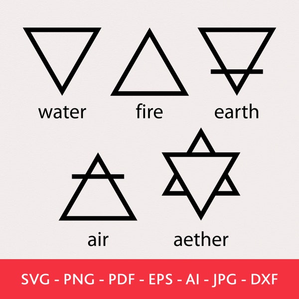 Five Element Svg, Element Symbol, Five Element Clipart, Water Svg, Earth Svg, Air Svg, Fire Svg