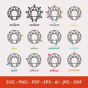 Enneagram Svg Bundle: 9 Types Chart, Vector Clipart (Digital Download)