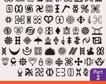 Adinkra Symbols SVG Bundle Part 2: Solid Black African Motifs (Digital Download)